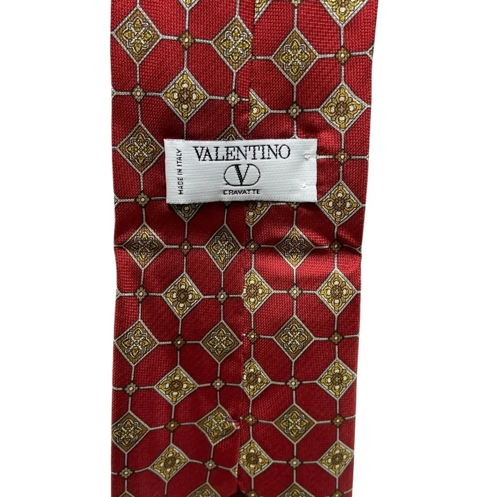 Valentino Necktie Red with Gold Diamonds